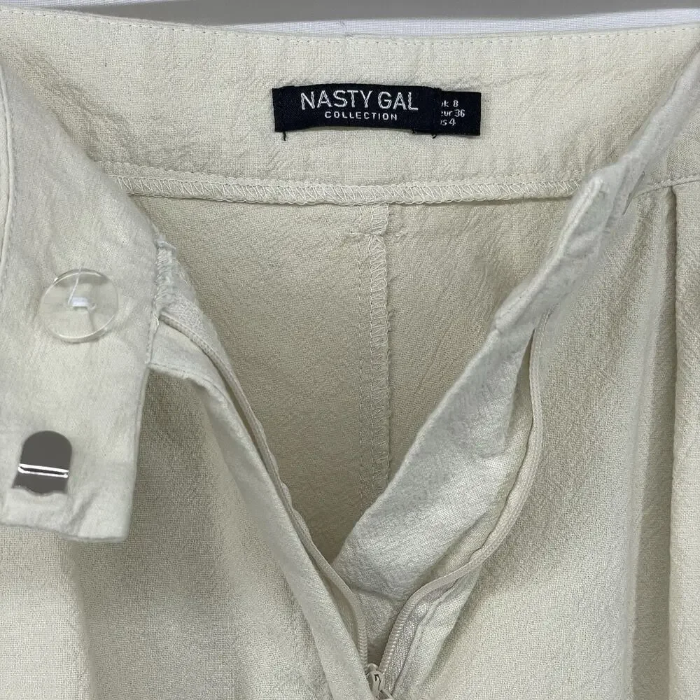 Nasty Gal 28x29 Size‎ 4 Wide Leg Trouser Pants High Rise Cream Neutral Office